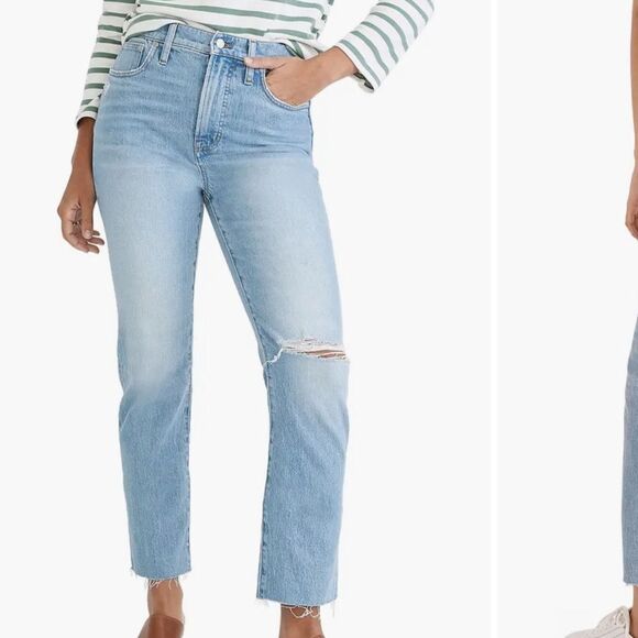 Madewell The Perfect Vintage Jean Ripped Light Wash Ankle Size 26 - Picture 1 of 7